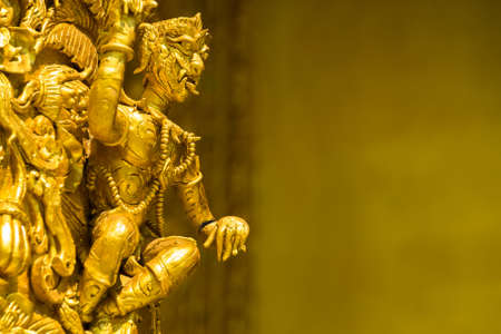 Thai myth monkey sculpture decorated in temple, Thailandの写真素材