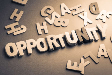 Stack wood letters as Opportunity wordの写真素材