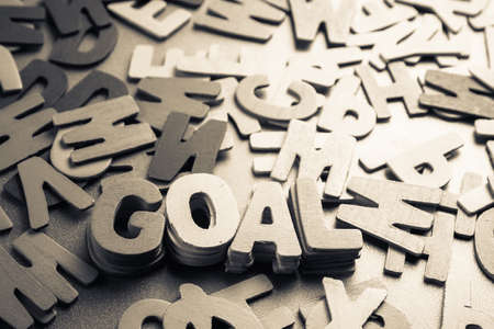Stack of Goal word in scattered wood lettersの写真素材
