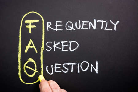 Explanation of website FAQ on chalkboardの写真素材