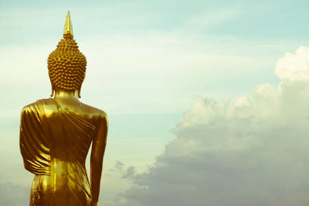 Buddha Statue at Wat Phra That Khao Noi in Nan province, northern of Thailand, retro color styleの写真素材