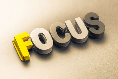 Stack of wood letters as Focus word