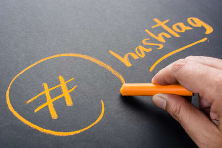 Hand drawing Hashtag symbol with chalkの写真素材