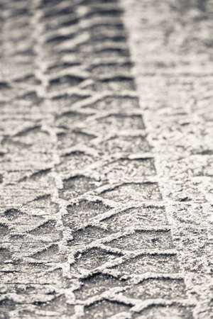Tire track printed on cement road