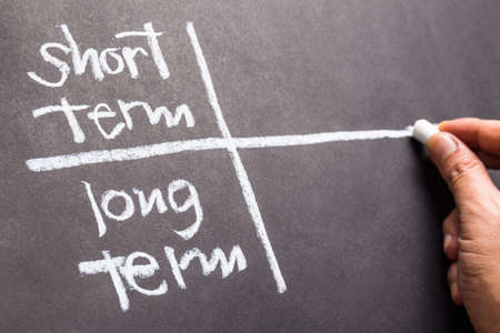 Hand writing term of business plan on chalkboardの写真素材