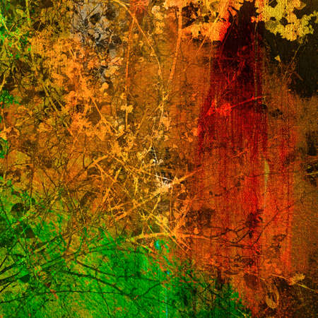 Artistic background, treetop on grunge paintingの写真素材