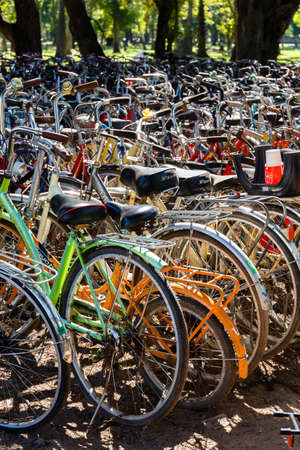 Sukhothai, Thailand : Many bicycles for rent in Sukhothai Historical Parkのeditorial素材