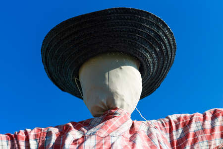 Closeup face of scarecrow in countryside of Thailand