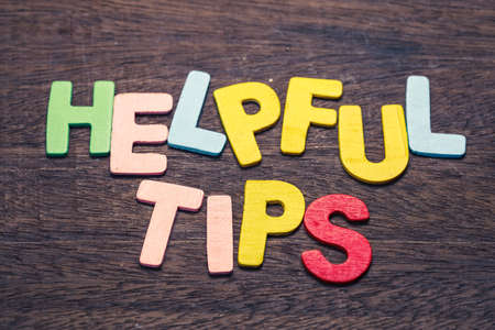 Helpful Tips on wood backgroundの写真素材