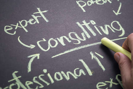 Hand writing Consulting topic on chalkboard
