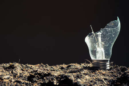 Broken Light Bulbの写真素材