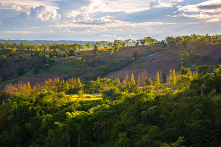 Sunlight on the mountain at Khao Kho, tourist attraction in Petchabun, Thailandの写真素材