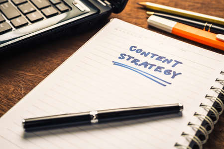 Content Strategy plan on notebookの写真素材