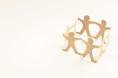 Human chain paper in circle on white background