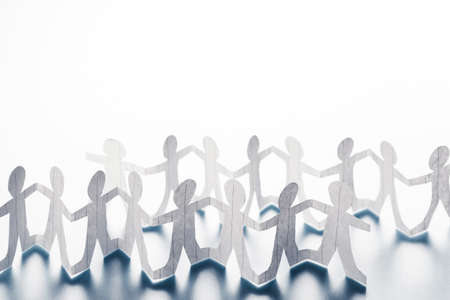 Human chain paper with copy spaceの写真素材