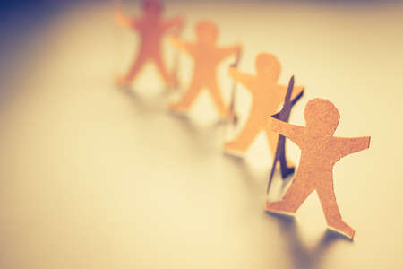 Closeup human chain paper with copy spaceの写真素材