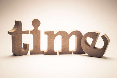 TIME wood word on white background