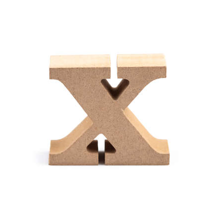 The wooden alphabet X in lower case font isolated on whiteの写真素材