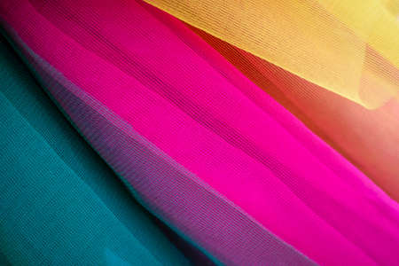 Abstract and  of colorful organza cloth, closeup decorative drapeの写真素材