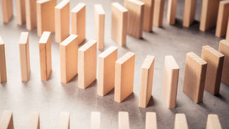 Closeup stable wood arranged in a row on the table