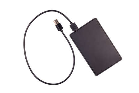 External hard disk drive with USB connector isolated on white background