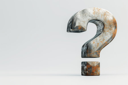 Question mark symbol built by metal with rust texture, isolated on white background, generative aiの素材