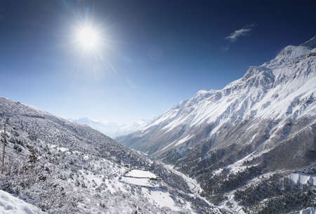 Landscape in Annapurna circuit,trekking in Nepal