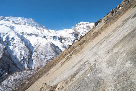 Landscape in Annapurna circuit,trekking in Nepalの写真素材