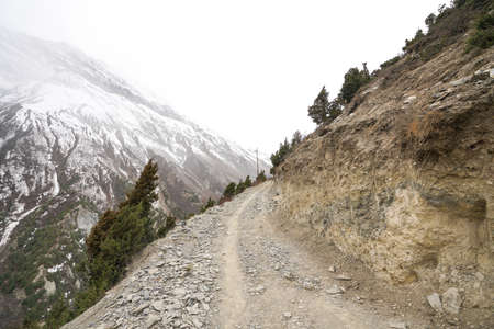 Landscape in Annapurna circuit,trekking in Nepalの写真素材