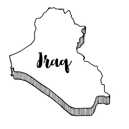 Hand drawn of Iraq map, vector illustrationのイラスト素材