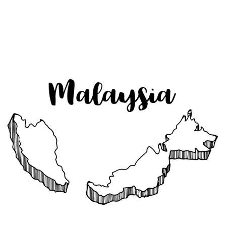 Hand drawn of Malaysia map, vector illustrationのイラスト素材