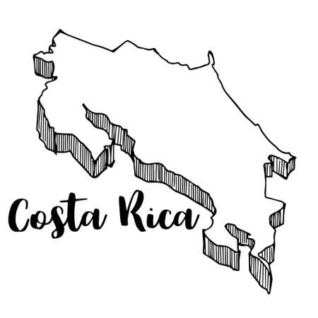 Hand drawn of Costa Rica map, vector illustrationのイラスト素材