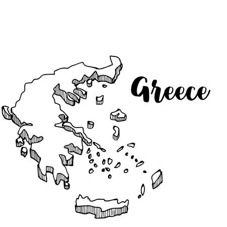 Hand drawn of Greece map, vector illustrationのイラスト素材