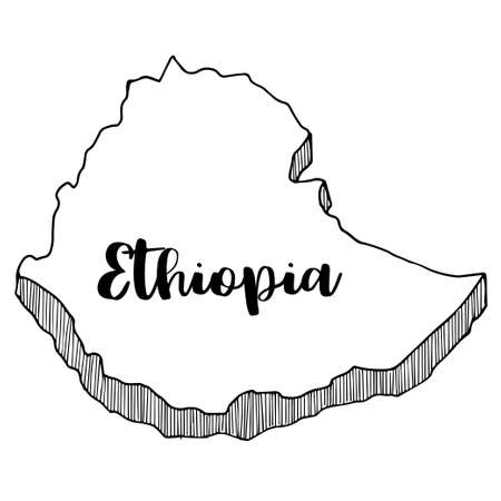 Hand drawn of Ethiopia map, vector illustrationのイラスト素材