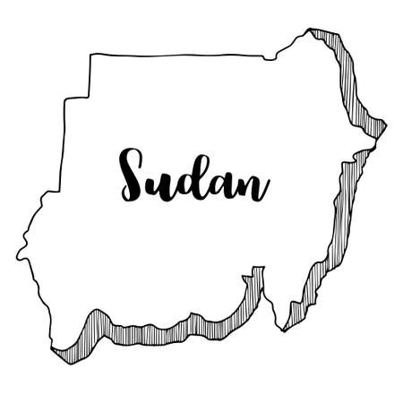 Hand drawn of Sudan map, vector illustrationのイラスト素材