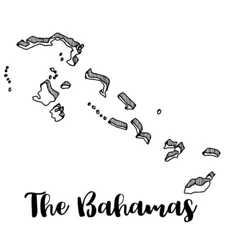 Hand drawn of The Bahamas map, vector illustrationのイラスト素材