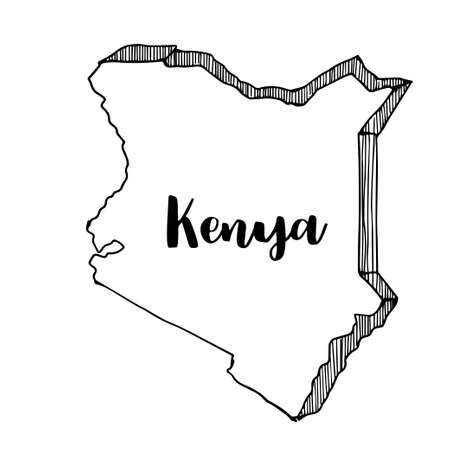 Hand drawn of Kenya map, vector illustrationのイラスト素材