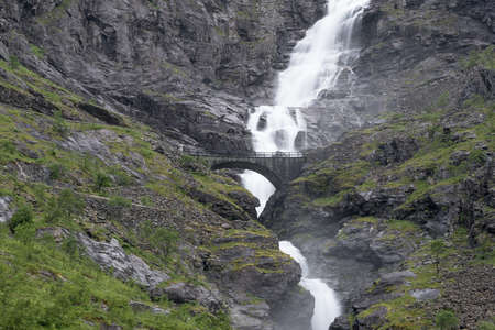 Stigvossen waterfall on the Trollstigen in Norway