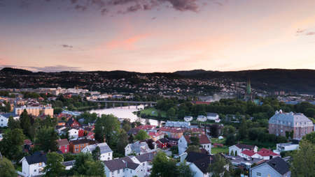 City of Trondheim at sunset, Norway in summerの写真素材
