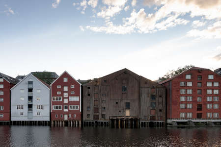 The old city of  Trondheim, Norway in summerの写真素材