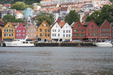 Historical buildings in summer, Bergen, Norway. UNESCO World Heritage Siteのeditorial素材