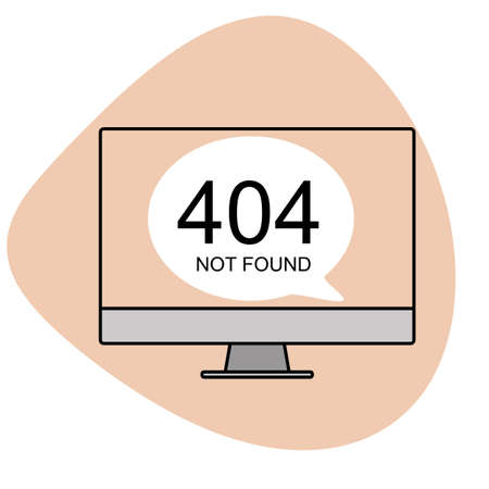 404 error page not found template on computer screen for webpage, landing page, illustrator vector
