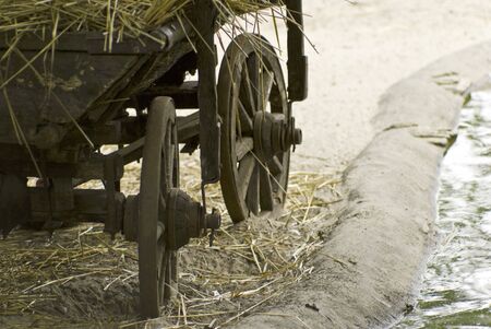 Wood in an old cart の写真素材