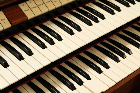 Old harpsichord keysの写真素材