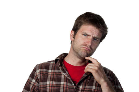 Young man making a decision, isolated image