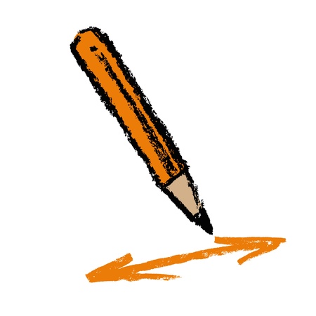 orange pencil drown double arrow on white backgroundのイラスト素材