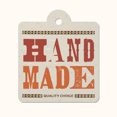 Vintage letterpress printed hanging label (hand made)のイラスト素材