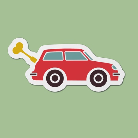 Spring toy car with key printed on contoured cardboardのイラスト素材