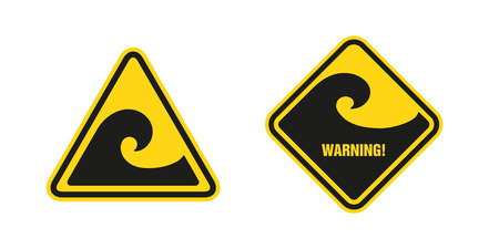 waves hazard warning signのイラスト素材