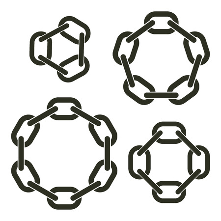 Round chains with six, eight, ten and twelve linksのイラスト素材